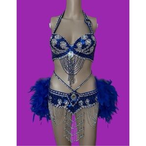Blue Showgirl Burlesque Costume
